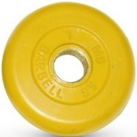 Диск обрезиненный, жёлтый, 31 мм, 1 кг MB Barbell