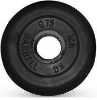 Диск обрезиненный, чёрного цвета, 31 мм, 0,75 кг MB Barbell