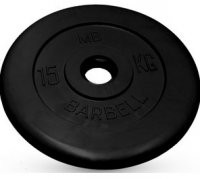 Диск обрезиненный, чёрного цвета, 50 мм, 15 кг, MB Barbell