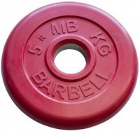 Диск обрезиненный, красный, 26 мм, 5 кг, MB Barbell
