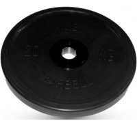 Диск обрезиненный, чёрный, евро-классик, 20 кг MB Barbell