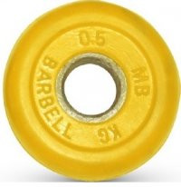 Диск обрезиненный, жёлтый, 31 мм, 0,5 кг MB Barbell