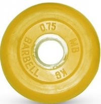 Диск обрезиненный, жёлтый, 31 мм, 0,75 кг MB Barbell