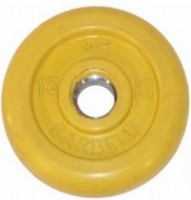 Диск обрезиненный, жёлтый, 31 мм, 1,25 кг MB Barbell