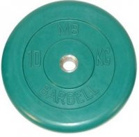Диск обрезиненный, зелёный, 31 мм, 10 кг MB Barbell