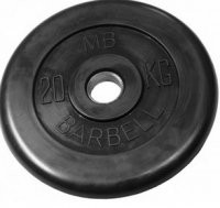 Диск обрезиненный, чёрного цвета, 31 мм, 20 кг MB Barbell