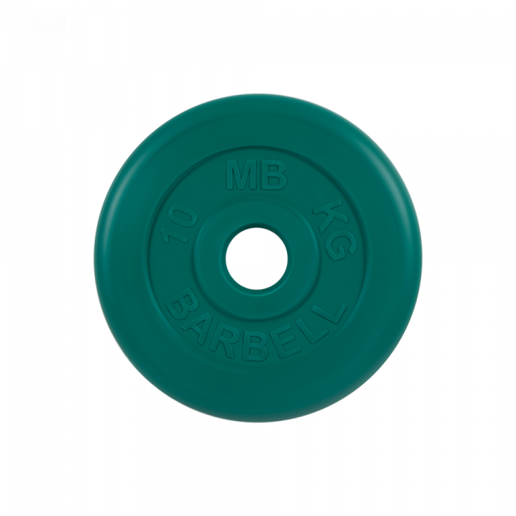 Диск обрезиненный, зелёный, 50 мм, 10 кг MB Barbell
