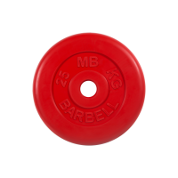 Диск обрезиненный, красный, 50 мм, 25 кг MB Barbell