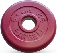 Диск обрезиненный, красный, 50 мм, 5 кг MB Barbell