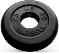 Диск обрезиненный, чёрного цвета, 50 мм, 2,5 кг, MB Barbell