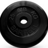 Диск обрезиненный, чёрного цвета, 50 мм, 25 кг, MB Barbell
