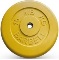 Диск обрезиненный, жёлтый, 26 мм, 15 кг, MB Barbell