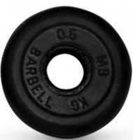 Диск обрезиненный, чёрного цвета, 26 мм, 0,5 кг, MB Barbell